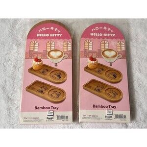 Set of 2 Sanrio Hello Kitty Graphic Print Bamboo Party Serving Tray